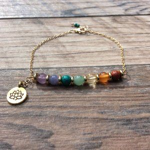 Chakra anklet, 14k Gold filled, Lotus anklet, rainbow anklet, crystal healing